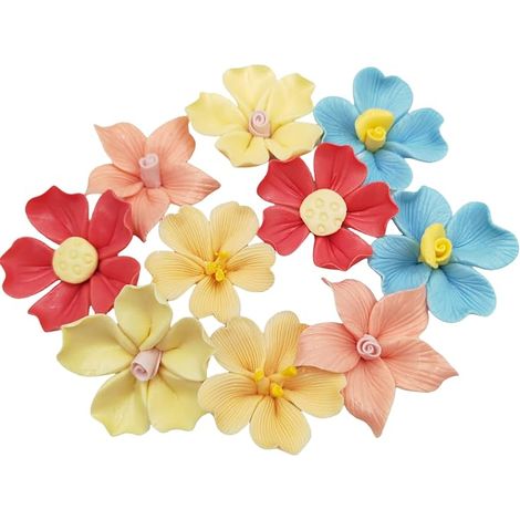 10 Pcs Handmade 3D Ceramic Tiles for Artwork, Aquariums, Vases, Living Room, Dining Table, Desk, Floral Decor (Mixed Colors) - 4cm (1/5)