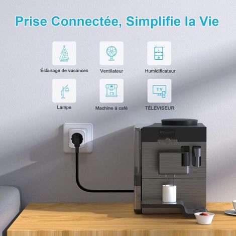 Prise Connectée WiFi (Type F), Prise Intelligente EIGHTREE, Compatible avec Alexa, Google Home, SmartThings, Suivi de la Consommation d'énergie, Contrôle de l'App Smart Life, 16A, Pack de 1 (1/3)