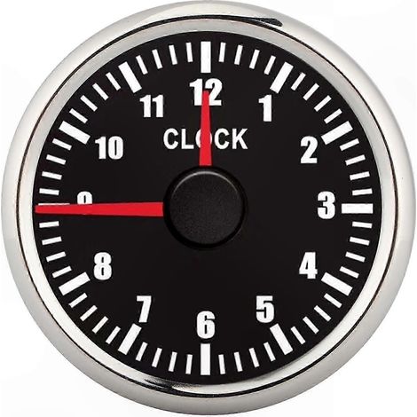 Compteur d'heures universel 2-en-1, cadran noir avec rétroéclairage rouge, cadre argenté, compatible 12V/24V, pour bateau et voiture, jauge de fonctionnement. (1/5)