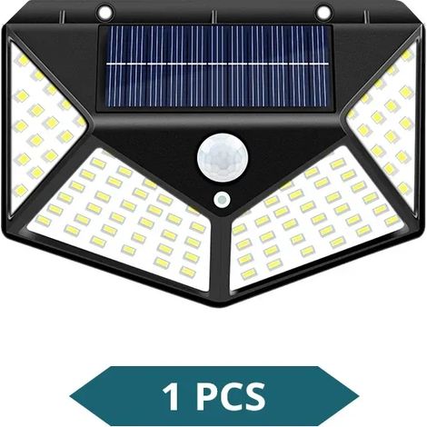 (100 1PC) Appliques murales LED extérieures, lampes solaires avec détecteur de mouvement PIR, compatibles avec la lumière du soleil, pour la décoration de jardin. (1/5)