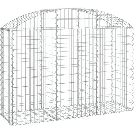 Gabbione cesto gabbia recinzione muro di contenimento ad arco 150 x 50 x 100/120 cm ferro zincato Argento 020039980