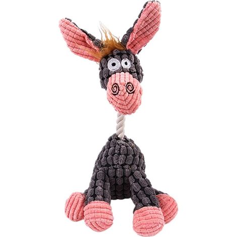 Peluche grise en forme d'âne, adaptée aux chiens de petite et moyenne taille, apaisante pour le sommeil et résistante. (1/5)
