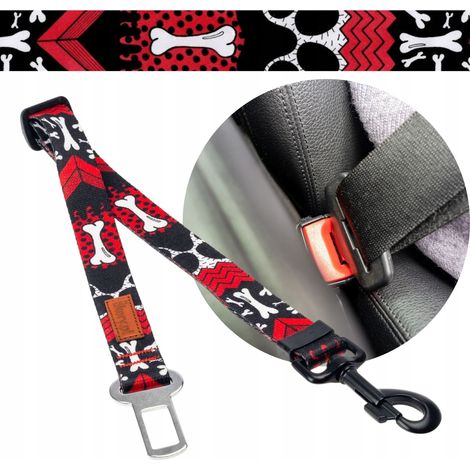 Ceinture de transport pour chien en voiture 25 mm 45-75 cm Ukory imprimé BONES cubes (1/5)
