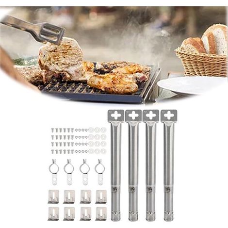 Set de brûleurs universels pour barbecue à gaz - Acier inoxydable - Longueur réglable 30,5 à 44 cm - Tube droit - Résistant à la corrosion - Installation facile - Répartition uniforme de la chaleur (1/5)