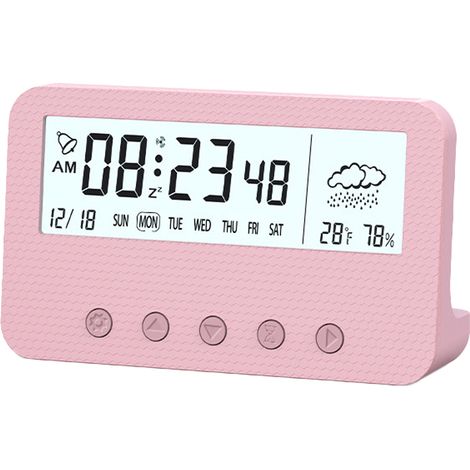 Réveil électronique LED simple, horloge de chevet pour enfant ou étudiant, rose (1/5)