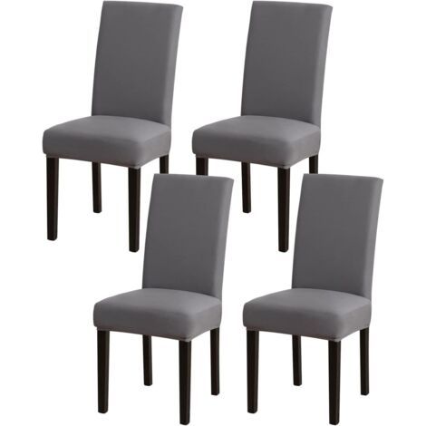 Housse de chaise extensible, amovible et lavable, universelle, en lycra extensible, pour décoration de bouquet, d'hôtel ou de restaurant (4 pièces, gris) (1/5)