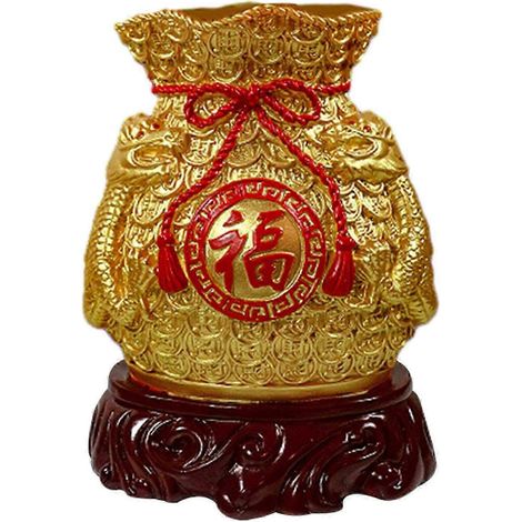 Chinesisches Neujahrs-Feng-Shui-Segensbeutel-Vasen-Dekor-Skulptur Traditionelle Foto-Requisite Statue für Wandregal-Dekoration Mehrzweck-Gold