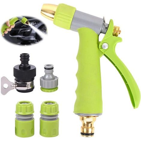 Metal watering gun, high-pressure spray nozzle, garden hose with high-pressure spray nozzle (1/5)
