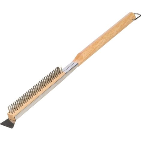 Brosse Nettoyage Four Pizza Barbecue - 1 Pièce - Acier Inoxydable - Têtes Triples Grattoir - Résidus Graisse - 44 cm (1/5)