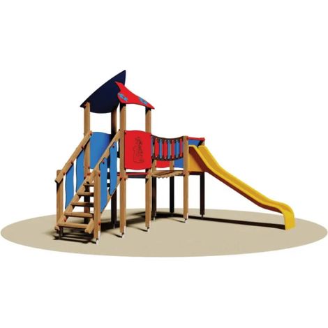 Villaggio Miami 775 Giochipark legno 7x7cm H 260cm ponte mobile scivolo H 100cm