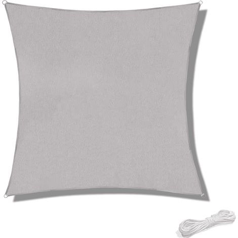 Store imperméable pour terrasse jardin et protection solaire UV corde offerte carré 2 x 90 % 2 m 2 x 2 m Gris