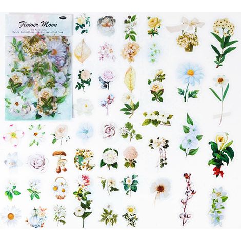 Stickers Fleurs - 100 Pièces - Papier PET Transparent Imperméable - Pour Scrapbooking Carnet Journal Ordinateur Décoration DIY (1/5)