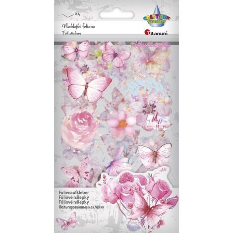 Adesivi in lamina 4 tavole farfalle, fiori