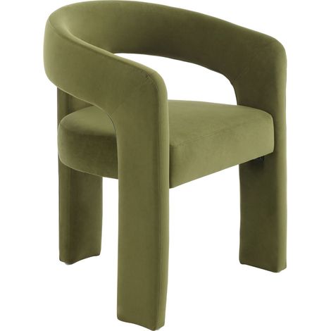Dining Chair in Velvet Chic Armchair with Stylish Curved Backrest for Kitchen Living Room Restaurant Cafe, Green, Wahson (1/5)