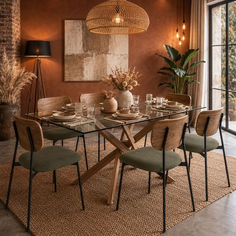 Lot de 4 Chaises - HOME DECO FACTORY - Jules - Design Épuré - Vert (1/5)
