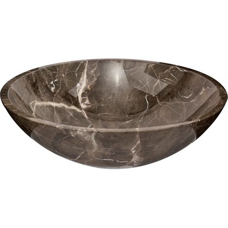 Lavabo da appoggio SAT Purity 43x43 cm in marmo marrone senza foro per rubinetto, senza troppopieno (SATPURBR)