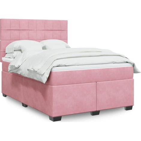 Boxspringbett mit Matratze Rosa 140x200 cm Samt