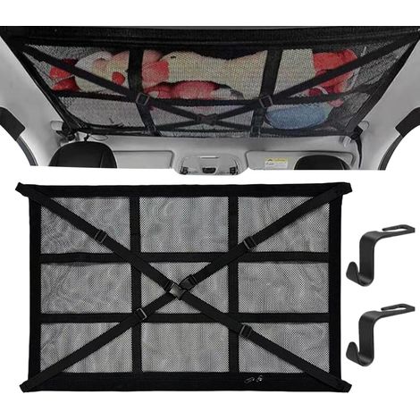 Filet de Rangement pour Plafond de Voiture, Organisateur De Stockage en Filet pour Plafond Automobile, Accessoire Intérieur Mesh Aérien pour Véhicule Utilitaire Minifourgonnette (1/5)