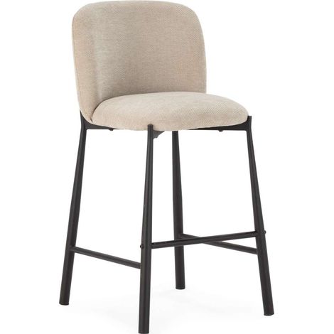 Pack de 2 taburetes modelo Iria tapizado en textil beige, 95.5cm(alto) 49.5cm(ancho) 55cm (largo) (1/5)