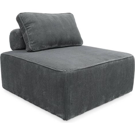 sweeek - Sessel ohne Armlehne mit Cordbezug für ein modulares Sofa, Cord, Dunkelgrau