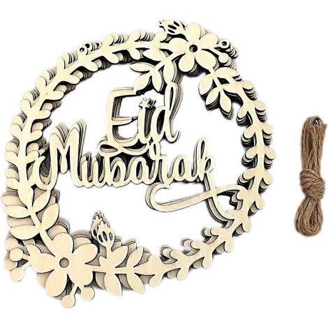5 Pièces Couronne Islamique en Bois pour Ramadan Décoration Murale Activités Eid Mubarak (1/4)
