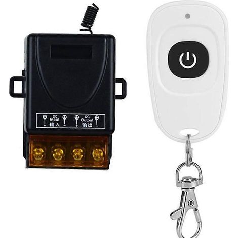Télécommande sans fil DC12V-48V avec relais 30A, émetteur 433 MHz pour porte de garage/interrupteur d'éclairage, noir et blanc. (1/5)