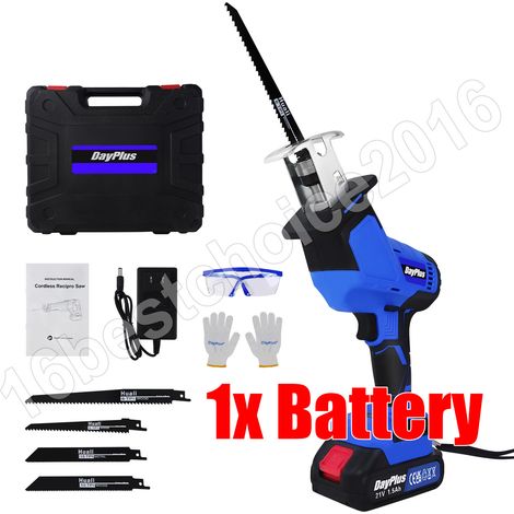 Scie à batterie avec couteau électrique à vitesse variable + 4 lames + 1X 1.5ah batterie