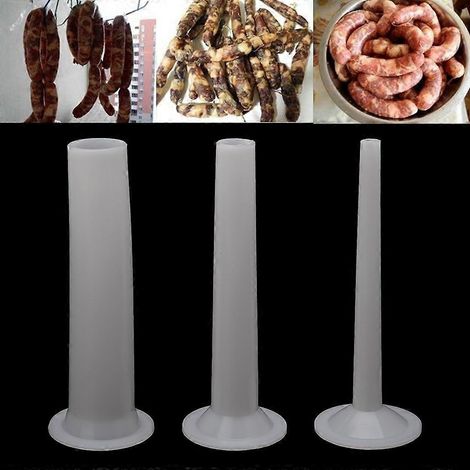 Lot de 3 tubes de remplissage en plastique pour saucisses, compatibles avec les hachoirs à viande artisanaux (5). (1/4)