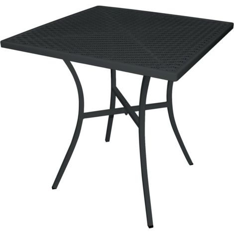 Table Bistro Carrée Noire 70 cm en Acier Ajouré - Bolero (1/5)