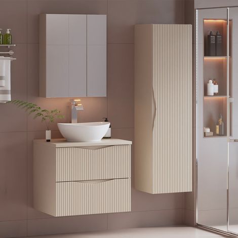 Conjunto mueble lavabo individual 60cm y columna Tao Cachemira (1/5)