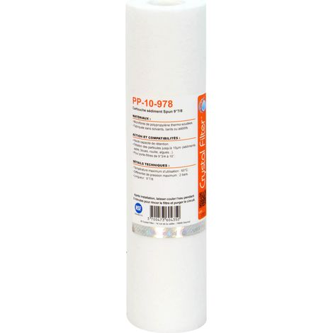 Cartouche Crystal Filter® PP-10-978 sédiment SPUN 9''7/8 - Filtre 10 µm - (1/4)