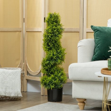 Cyprès artificiel de 90 cm, plante artificielle en spirale, plante artificielle en plastique en pot, décoration moderne (1/5)