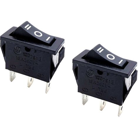 2x Marche Arrêt Marche interrupteur à bascule ON OFF ON 15A 250V AC, 3 broches 3 bornes SPDT 3 positions Interrupteur à bouton d'alimentation rectangulaire ON-OFF-ON KCD (1/5)