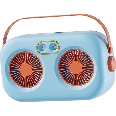 Ventilatore USB portatile con funzione spray, doppia funzione spray, umidificatore da tavolo per casa, ufficio e viaggi (blu).