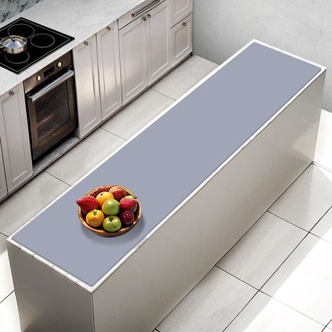 Grand tapis en silicone - 200 x 50 x 0,2 cm - Multi-usages - Résistant à la chaleur - 2 mm d'épaisseur - Tapis de comptoir de cuisine - Tapis en silicone imperméable et antidérapant - Gris foncé (1/5)