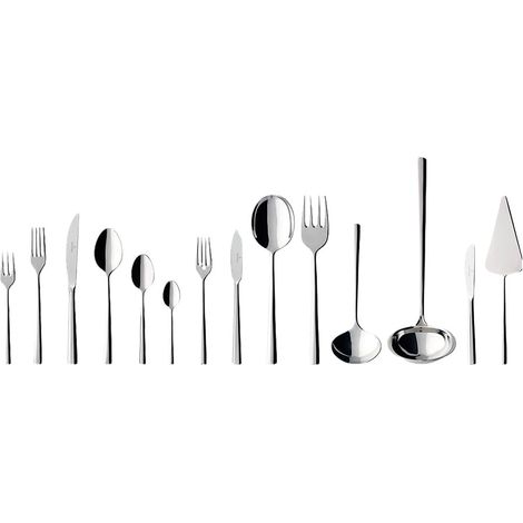 Ménagère Couverts 113 Pièces pour 12 Personnes Argent, Lave-Vaisselle, Couverts INOX, Ensemble Couvert Platine, Set de Couverts de Table, Acier Inoxydable (1/4)