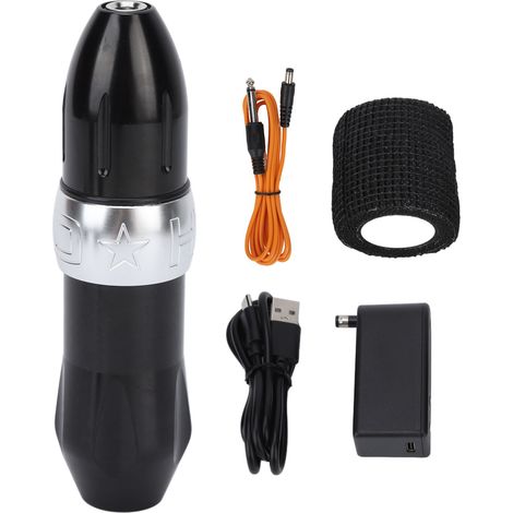 Kit de stylo tatouage sans fil, bloc d'alimentation rechargeable, bande élastique, set rotatif pour tatoueur professionnel. (1/5)