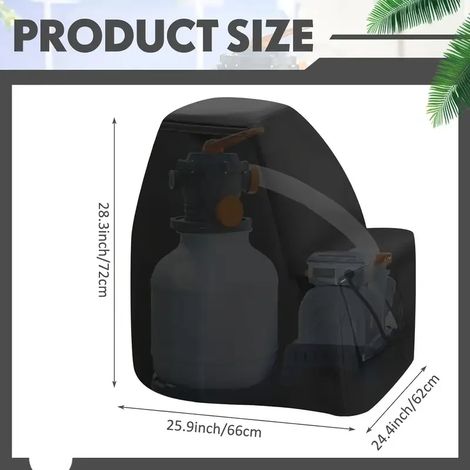 (Noir, 66x62x72cm) Housse de protection pour pompe de filtration de piscine hors sol, résistante aux UV (housse uniquement)