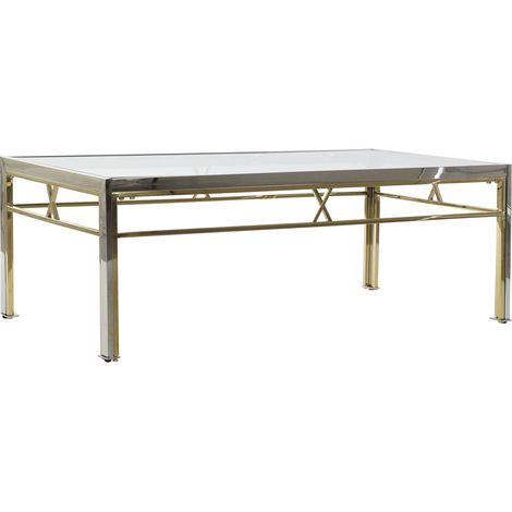 Table Café Acier Verre 110X60X40 Argenté (1/5)