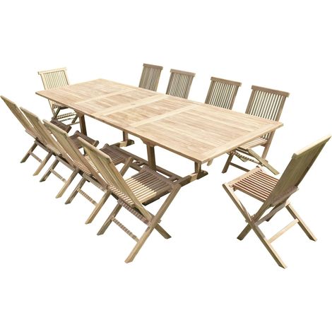 Ensemble de jardin en teck premium KIRANG 10 chaises JENAE (1/4)