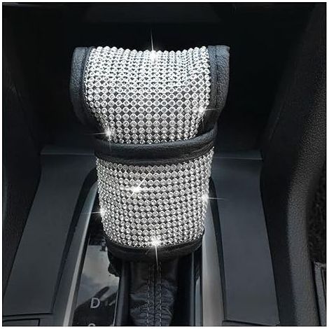 Housse de pommeau de levier de vitesse automatique, housse de levier de vitesse avec paillettes de cristal, protection de pommeau de vitesse de voiture, accessoire de décoration universel pour véhicul (1/5)