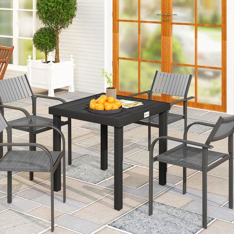 Table jardin manger Bois Noir effet 78x78 cm