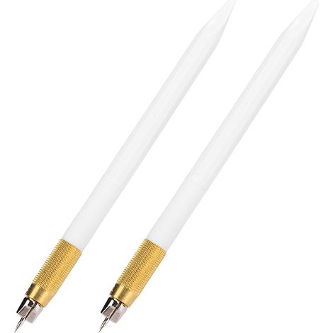 Lot de 2 couteaux à sculpter et stylos à sculpter antidérapants, adaptés à la découpe de tampons en caoutchouc et d'autocollants DIY (blancs). (1/5)