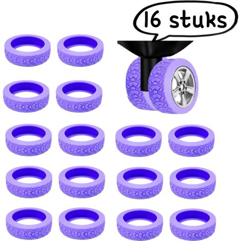 Lot de 16 enjoliveurs universels en silicone violet pour roues de valise, protections silencieuses et antichocs (1/5)