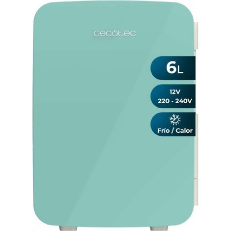 Cecotec Nevera Pequeña de 6 l, Bolero MiniCooling Bahamas Mint, 12V-220V, Compatible con Coches y Caravanas, 7 a 65°C
