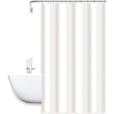 Trade Shop - Cortina De Ducha Anti-blueves Poliéster Poliéster 180x200 Cm Ganchos De Baño Blanco 79856 - (1/2)