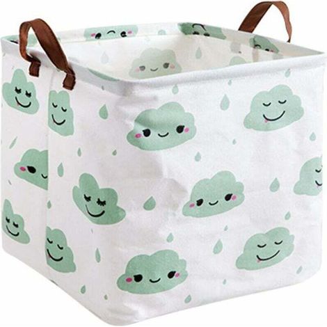 Faltbare, wasserdichte Aufbewahrungsbox, Wäschekorb, Aufbewahrungsbox für Kinderzimmer, Kleider- und Spielzeugaufbewahrung – Wolkengrün (1/5)