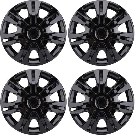 4 pièces enjoliveurs de roue de remplacement R16 enjoliveurs à clipser jante universelle de 16 pouces pour voitures camions SUVs noir. (1/4)