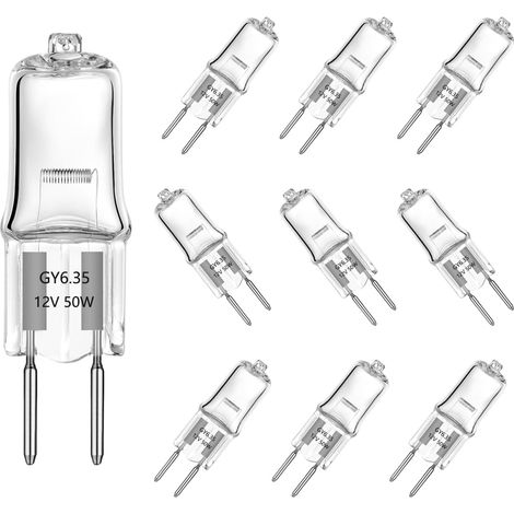 Lampadine alogene G6.35 50W 12V 650lm Lampada alogena, Lampada alogena GY6.35 Portapenne per lampadari, illuminazione paesaggistica, Bianco caldo 2700k (10 pezzi [Classe energetica G]