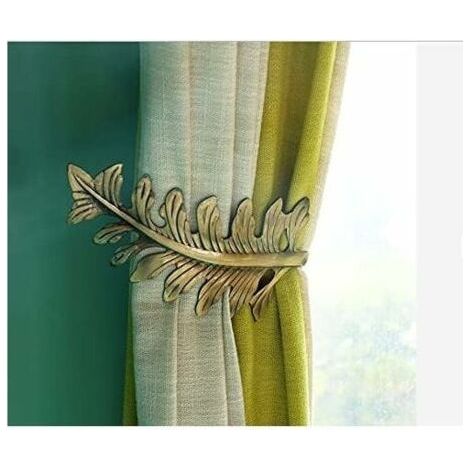 2 pièces de retenue de Rideau Rustique, Grands Crochets d'embrasse de Rideau de Conception de Feuille Vintage, retenue de Rideau décoratif rétro,Bronzo (1/4)